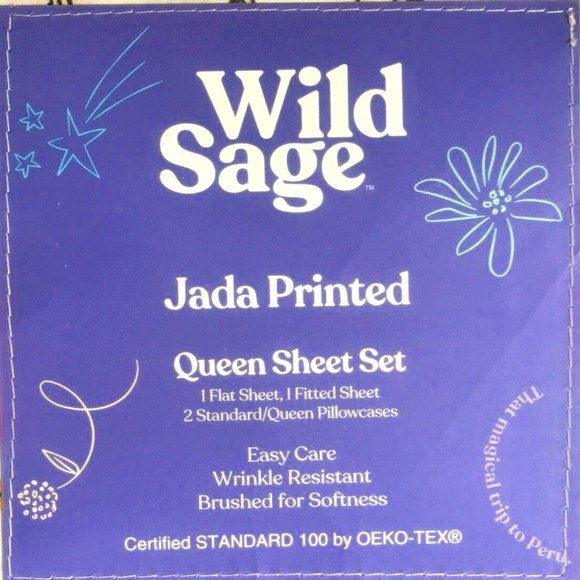 new Wild Sage Jada Print GARDEN FLORAL 225tc 100% Brushed Cotton QUEEN Sheet Set - Picture 3 of 9
